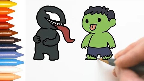 COMO DESENHAR VENOM E HULK KAWAII - FÁCIL - PASSO A PASSO