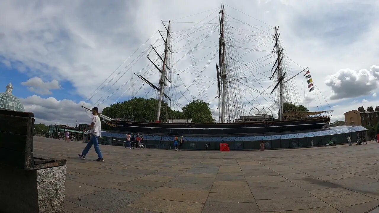 Cutty Sark British clipper ship London 10th July 2023. Time-lapse GoPro