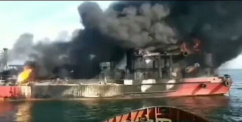 Possible fake footage of burning ships attacked by Russia