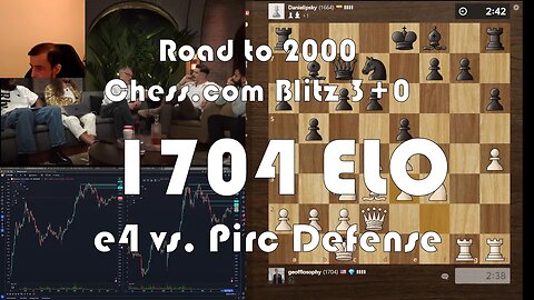 Road to 2000 #133 - 1704 ELO - Chess.com Blitz 3+0 - e4 vs. Pirc Defense