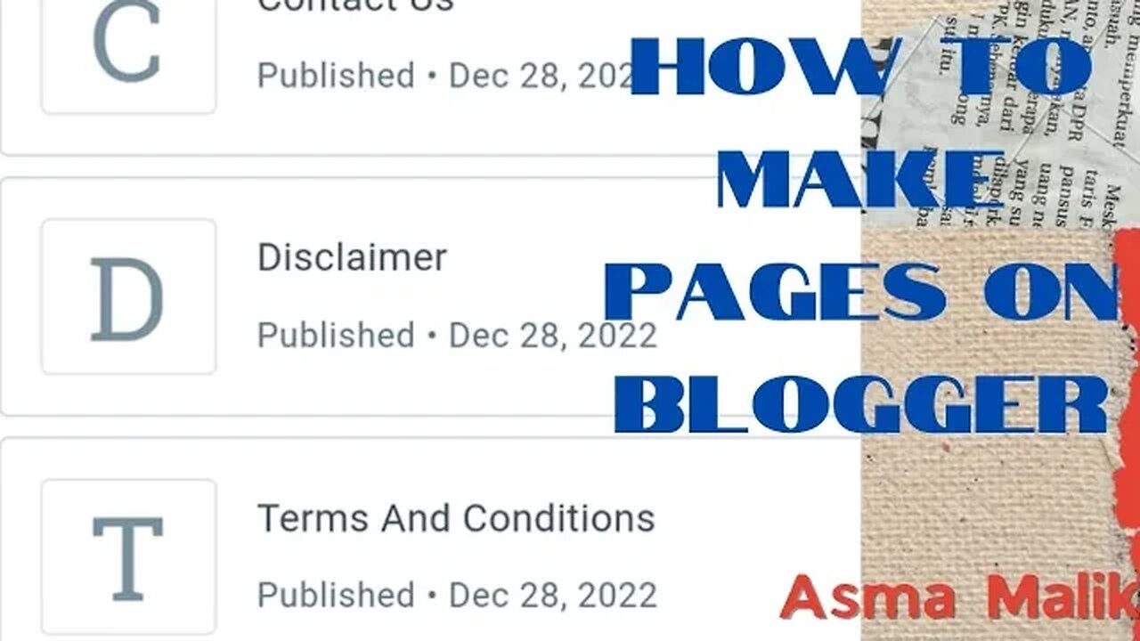 How to Create pages on blogger | Blogger par pages kaisy bnayein | Privacy policy , disclaimer