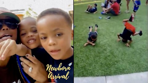 Ron & Shamari Devoe's Twins Tumble Around The Braves Baseball Park! ⚾️