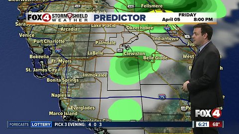 Forecast: For your Friday we can expect a few showers east of I-75 with highs in the mid 80's