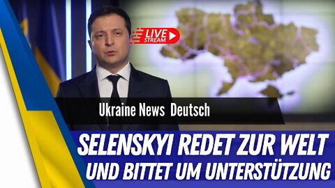 Selenskyi redet zum Volk und der ganzen Welt.