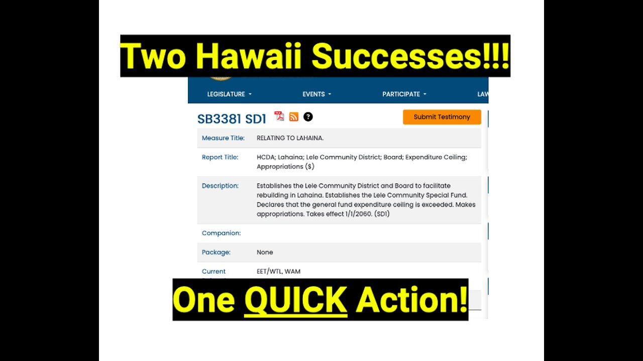 Two Hawaii Successes!!!One QUICK Action!