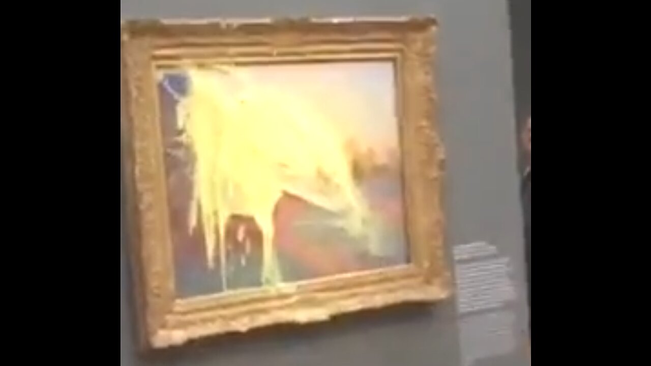 German socialist activists throw mash potatoes at Monet painting