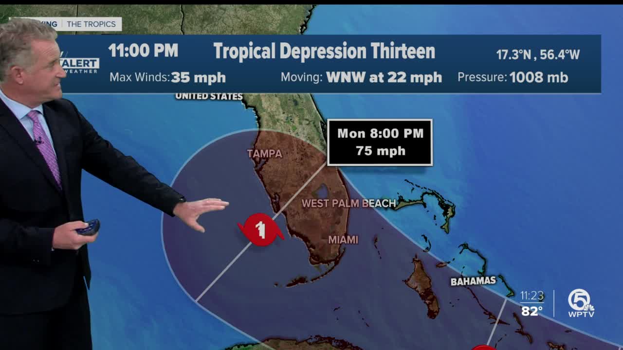 Tropical Depression 13 expected to strengthen into tropical storm on Friday