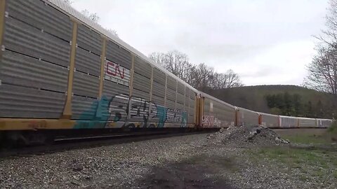 Loaded autorack heads east down the grade.