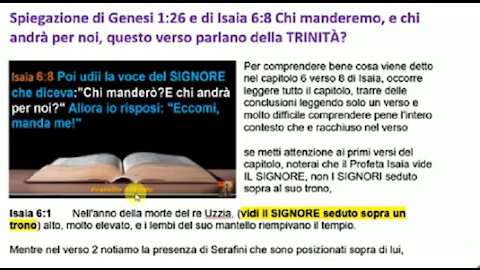 🔵 Spiegazione di Genesi 1:26 e di Isaia 6:8 Chi manderemo, chi andrà per noi, parlano della TRINITÀ?