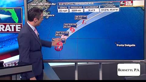 Subtropical depression five forms in the North Atlantic