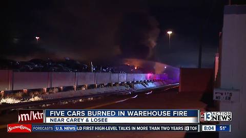 5 cars burned in North Las Vegas warehouse fire