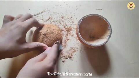 Waste Coconut Shell and Earbuds Craft Idea