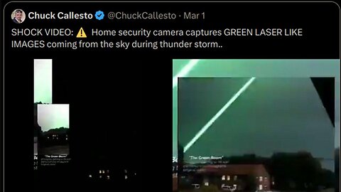 Mysterious green laser captured on video during “storm” purportedly from the state of Texas .