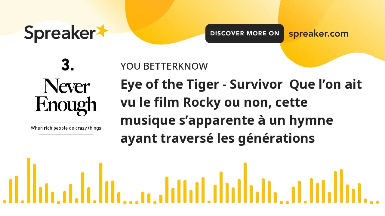 Eye of the Tiger - Survivor Que l’on ait vu le film Rocky ou non, cette musique s’apparente à un hy