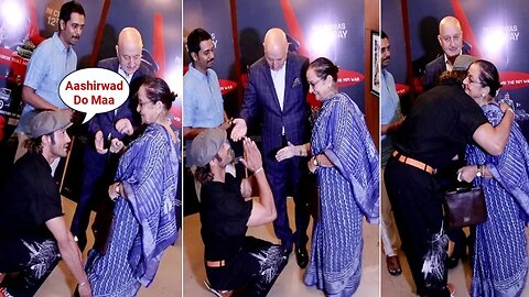 Vidyut Jammwal Touches Anupam Kher Mother Dulari Feet At IB71 Movie Screening