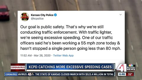 Kansas City police report increase in speeding during stay-at-home order