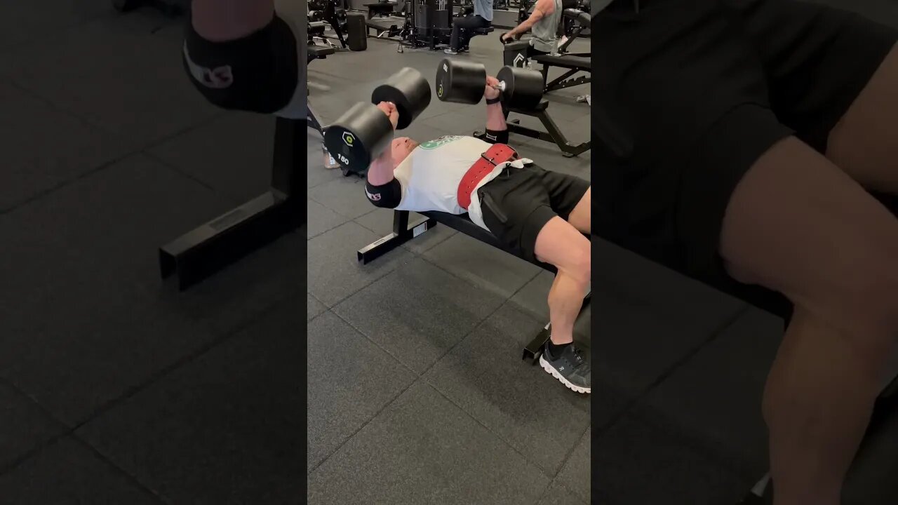 150LB DUMBBELL BENCH PRESS FOR 10 REPS!