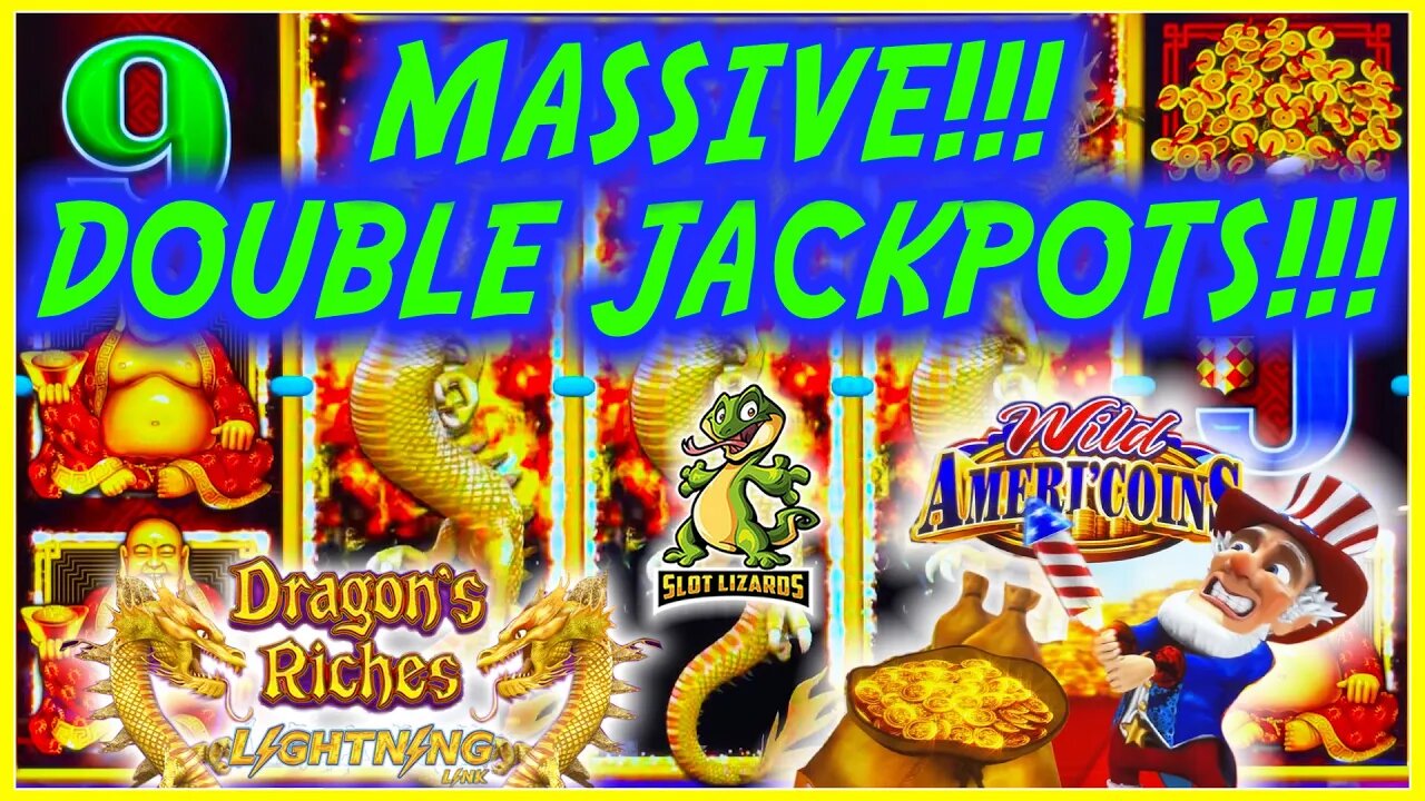 EPIC DOUBLE JACKPOTS DOUBLE RETRIGGERS! Lightning Link Dragon Riches VS Wild Americoins Wonder 4