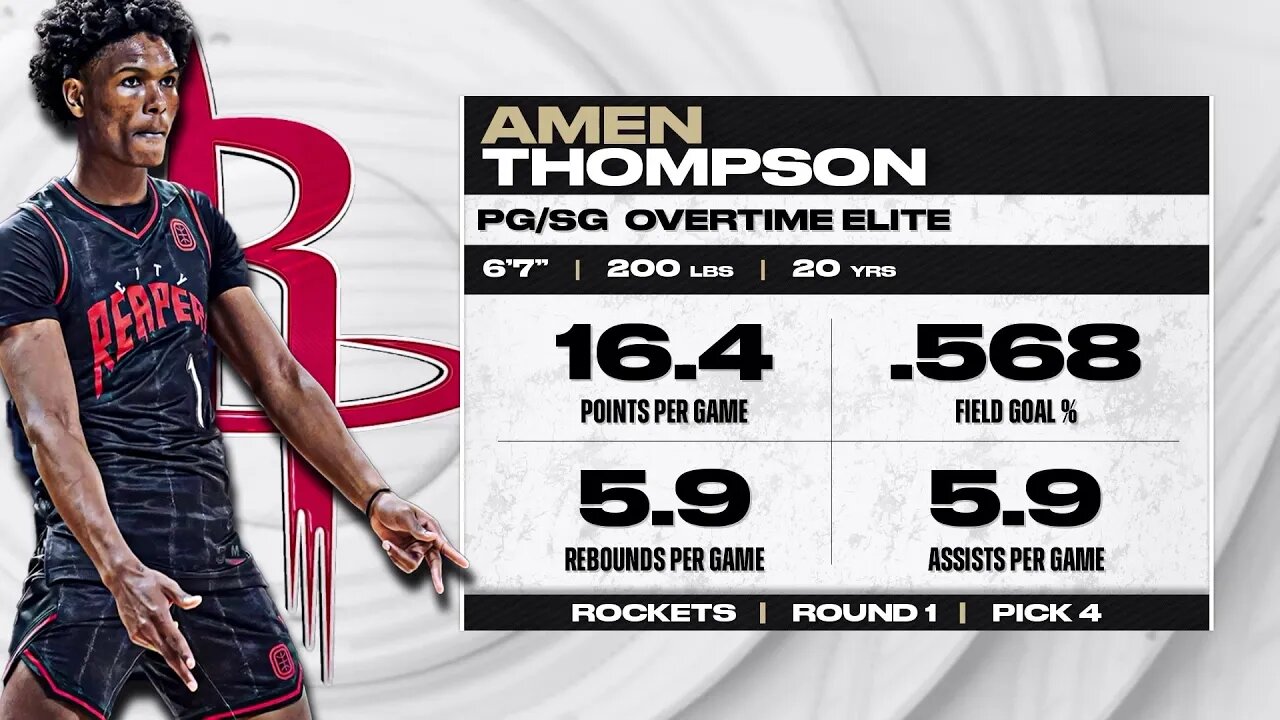 Houston Rockets Select Amen Thompson With The 4th Overall Pick