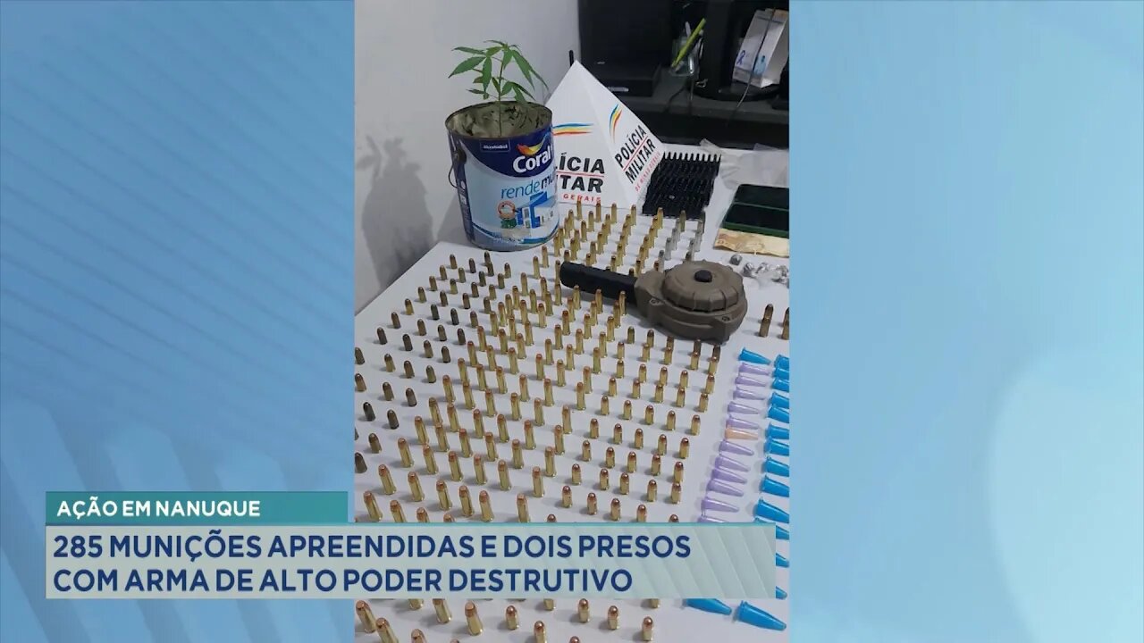 Ação em Nanuque: 285 Munições apreendidas e 2 Presos com Arma de Alto Poder Destrutivo.