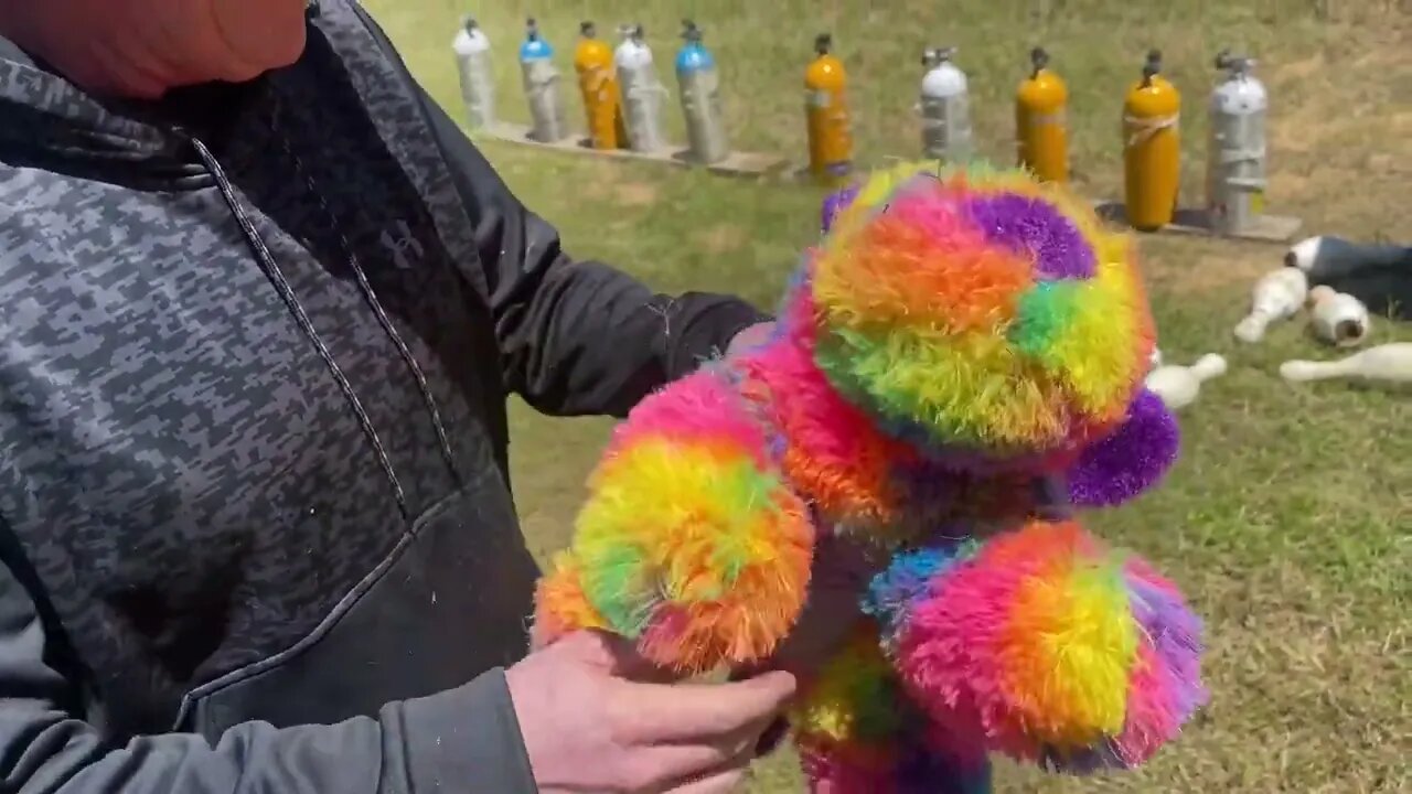 Tannerite and stuffed animal for the BANG