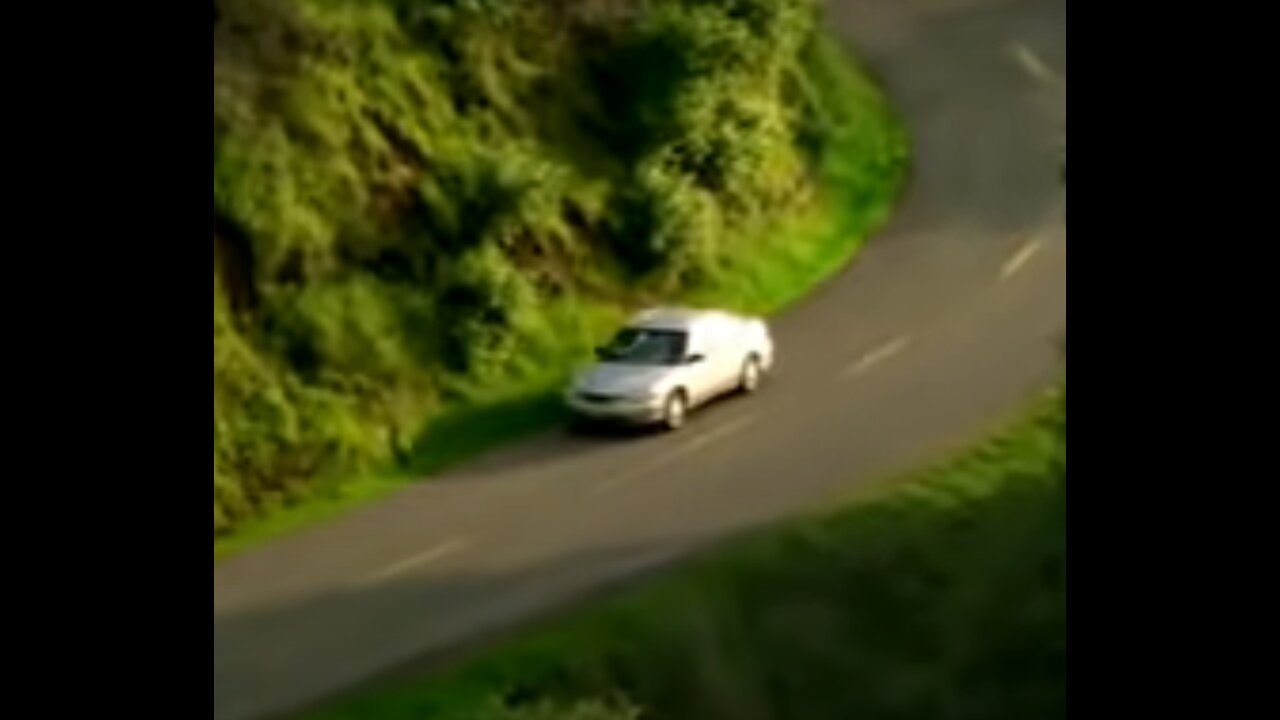 See how the car falls off the mountain
