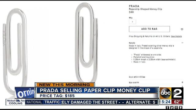 Prada selling paper clip-shaped money clip