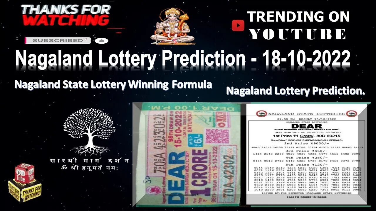 Nagaland Lottery Prediction - 18-10 -2022 | Lottery Winning Formula | Nagaland Lottery Prediction