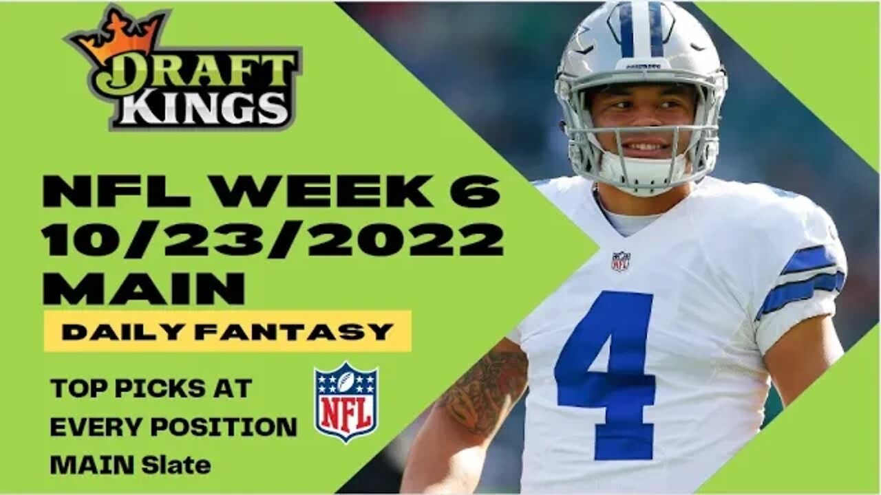 Dreams Top Picks for NFL DFS Today Main Slate 10/23/2022 Daily Fantasy Sports Strategy DraftKings