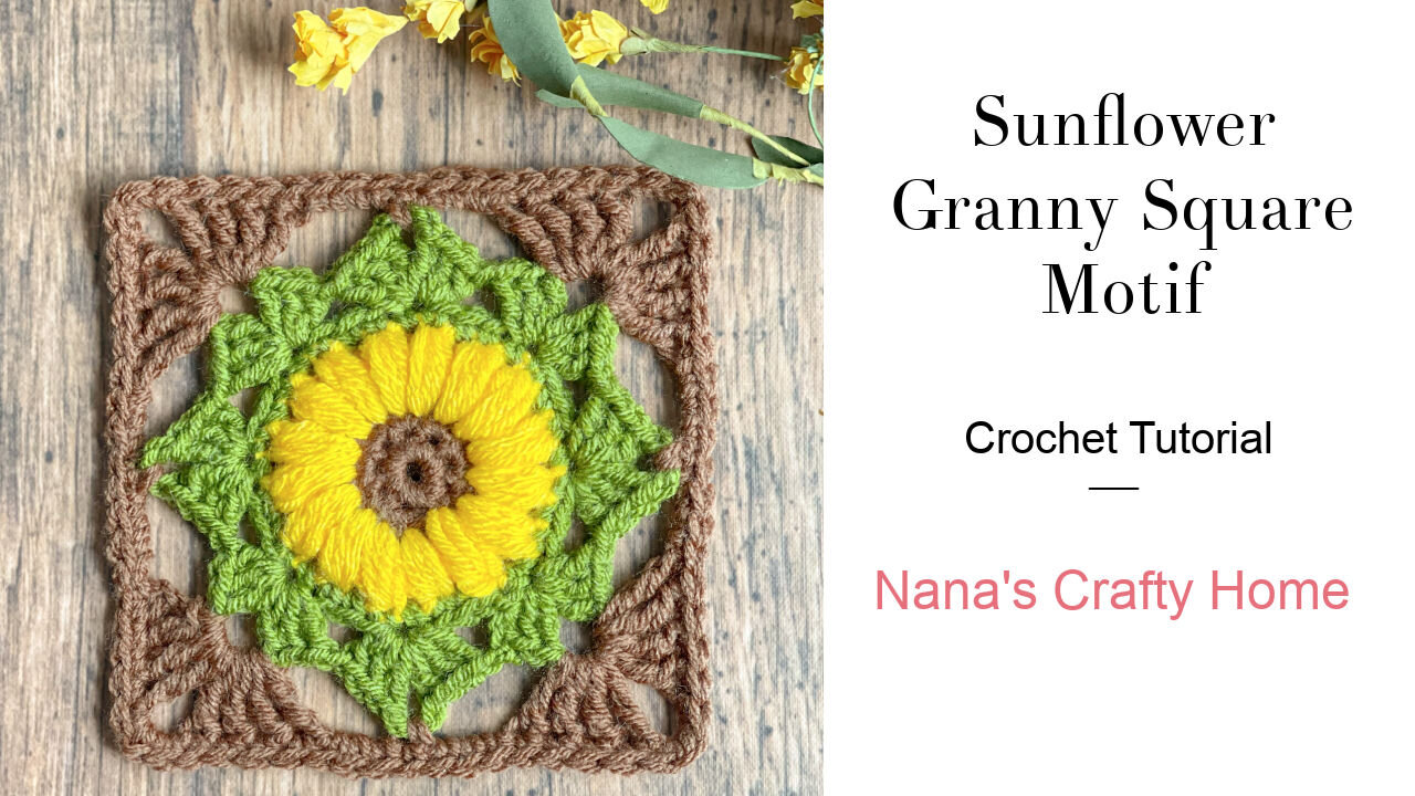 Sunflower Flower Motif Crochet Granny Square Tutorial