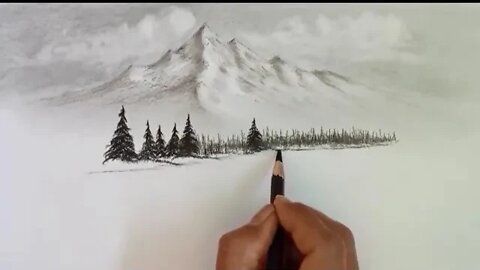 Pencil drawing landscape scenery