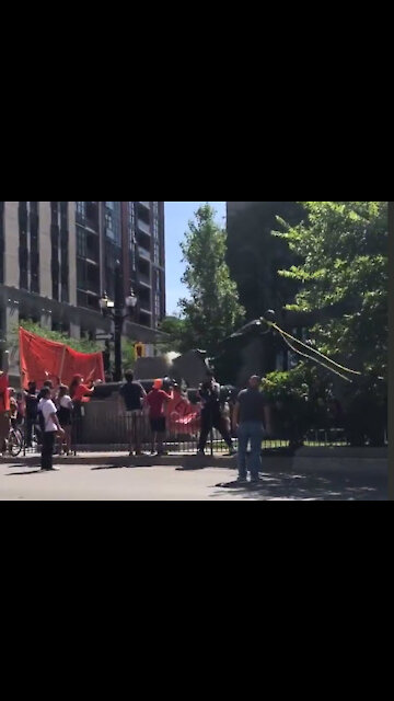 Hamilton, CHINAda: Statue of John A. Macdonald, the first PM, toppled by protesters