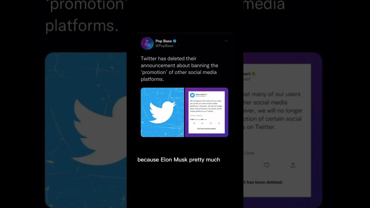 Twitter has deleted their announcement about banning the ‘promotion’ of other social media platforms