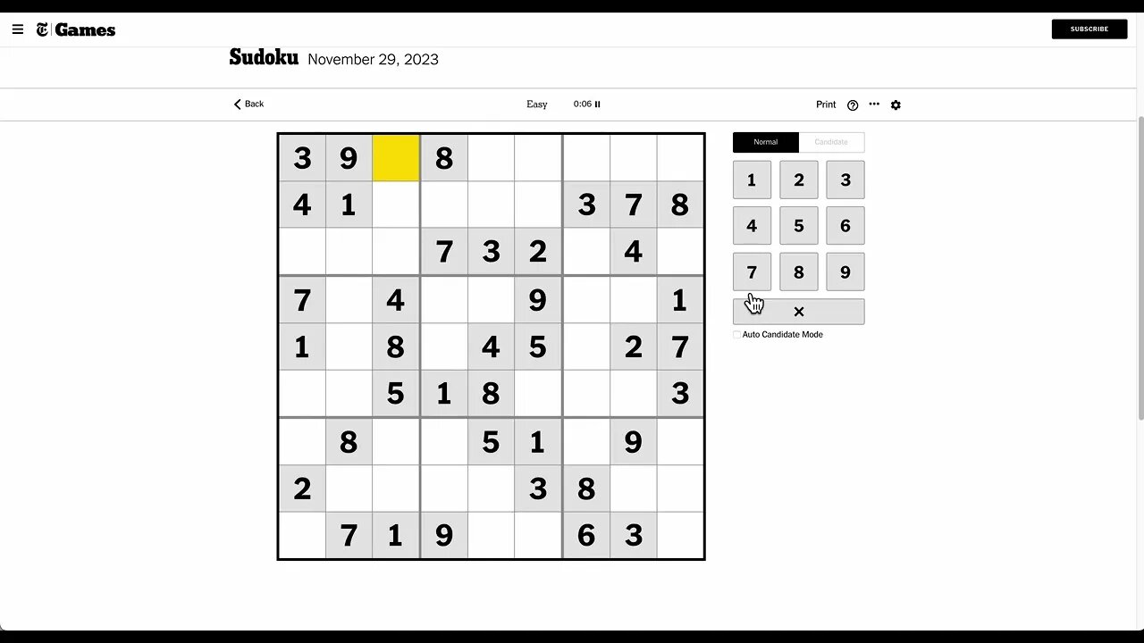 Sudoku 2023 11 29 easy - a nice relaxing one