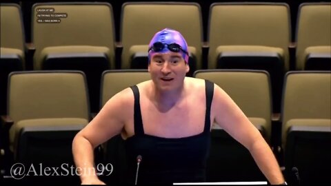 Comedian @ alexstein99 plays a trans swimmer during Plano Texas city council meeting 😂