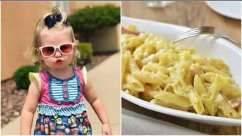 Little girl starts eating before family finishes saying grace