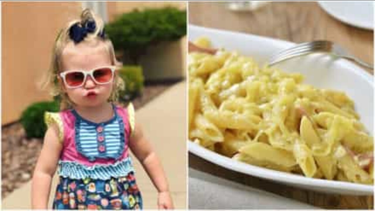 Little girl starts eating before family finishes saying grace