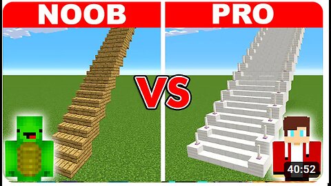 Minecraft NOOB vs PRO: LONGEST STAIRCASE BUILD CHALLENGE