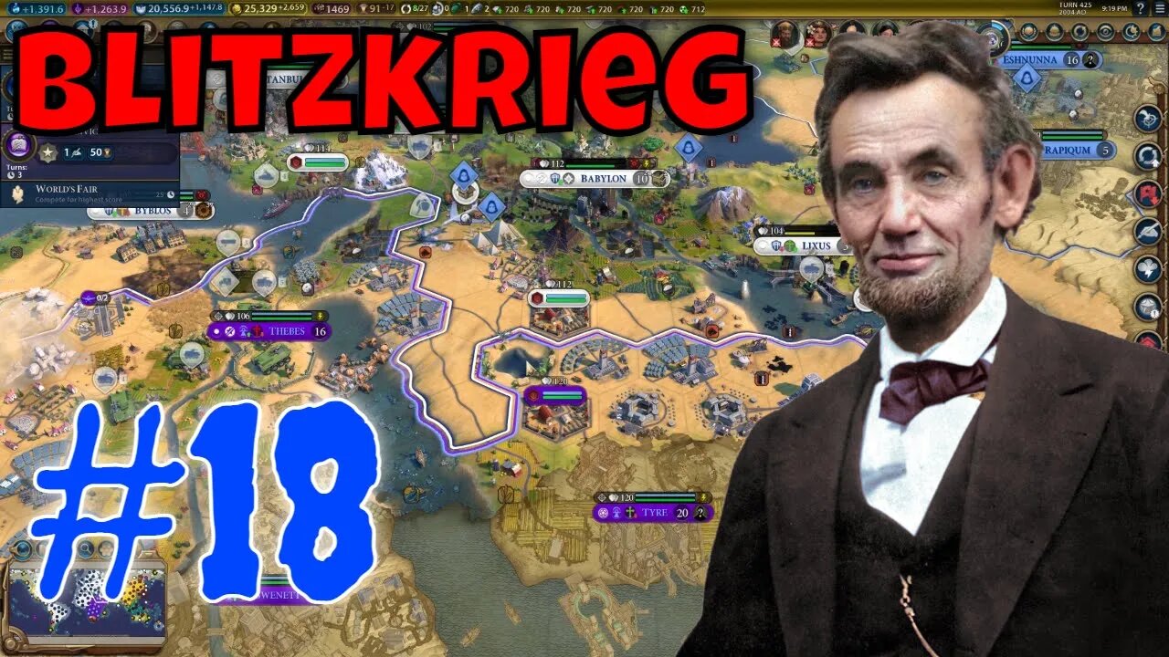 AMERICAN BLITZKRIEG | CIV 6: USA - Abraham Lincoln Domination Victory Playthrough #18