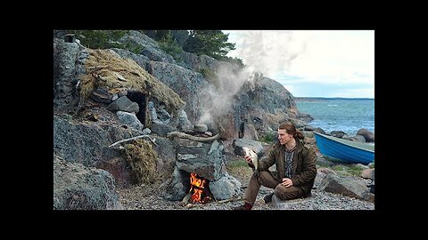 3 Day Beach Bushcraft_ CATCH & COOK at my Survival Shelter - Kiln Build for Clayworks