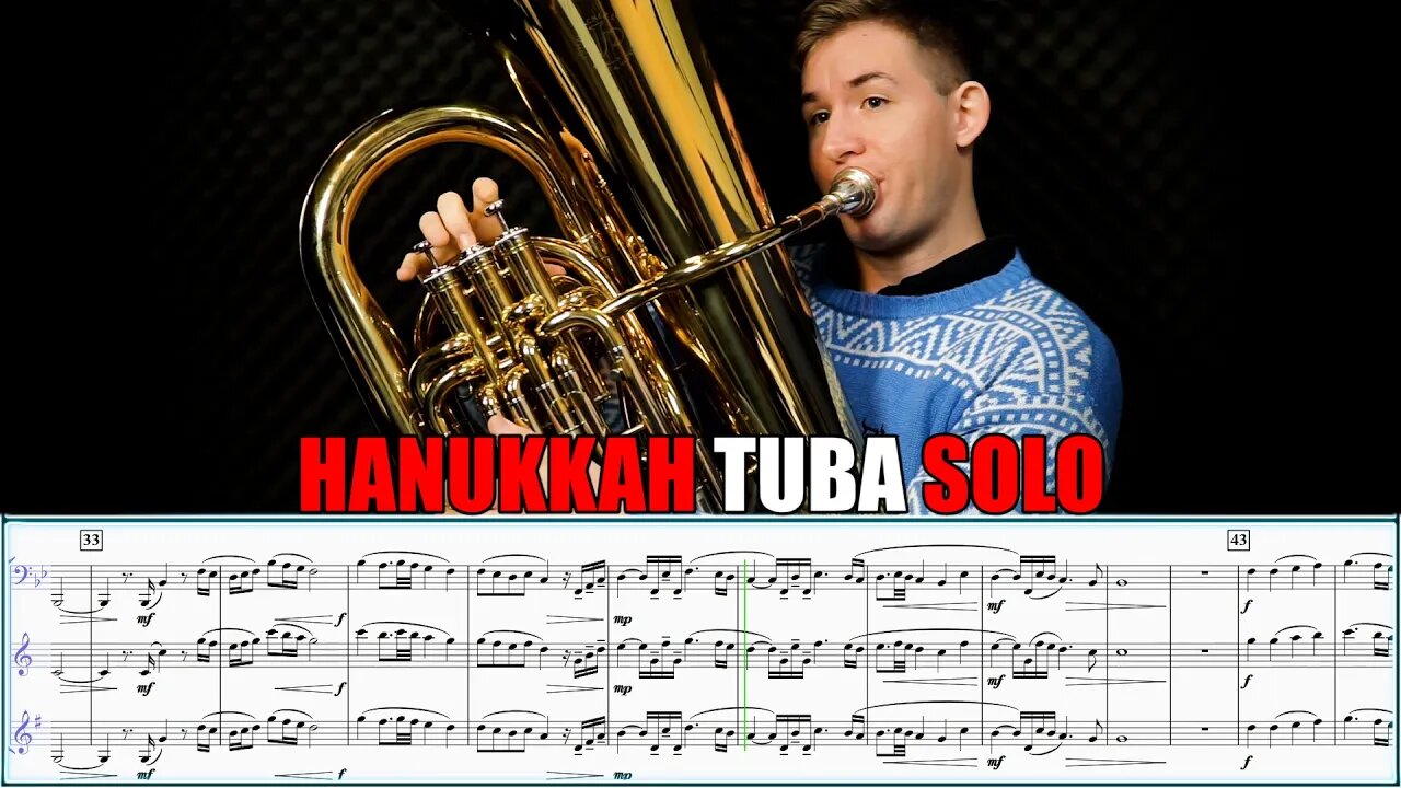 HANUKKAH TUBA SOLO "Ma'oz Tzur (Rock of Ages) מָ עוֹז"צוּר". Sheet Music Play Along!