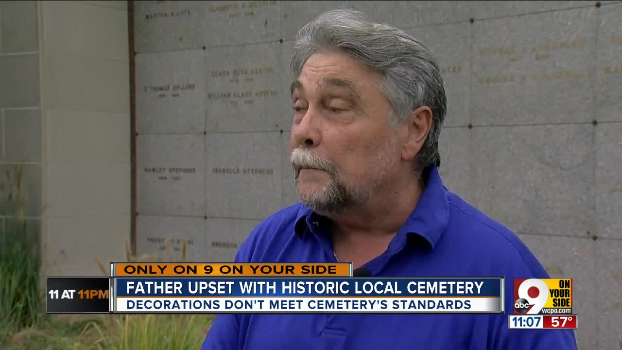 Distraught father clashes with cemetery policies