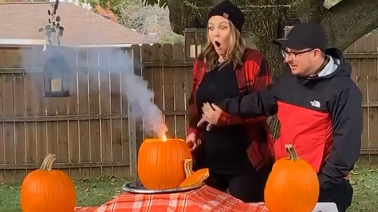 Dad-to-be has priceless reaction to gender reveal smoke