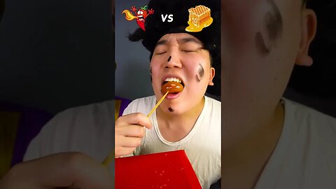 Spicy Sauce vs Honey sauce Emoji food Challenge | Sweet Rice Donuts M Funny Video #shorts#