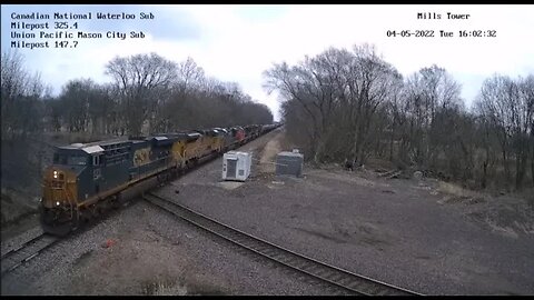 CSX 823 Leading WB CN L571 Manifest at Mills Tower on April 5, 2022 #Steel Highway#