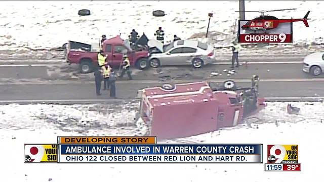 Pickup truck crashes into Lebanon ambulance carrying patient on state Route 122 in Warren County