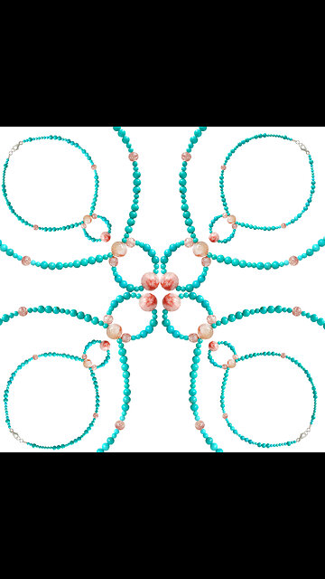 Turquoise with colorful sakura onyx and Rutilated Quartz beads pendant gemstone necklace03