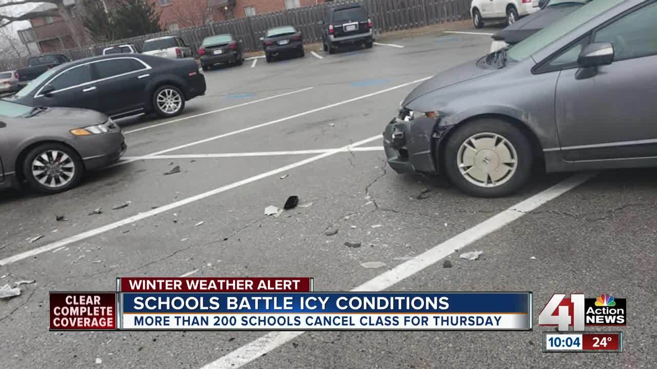 Metro schools battle icy parking lots, cancel school