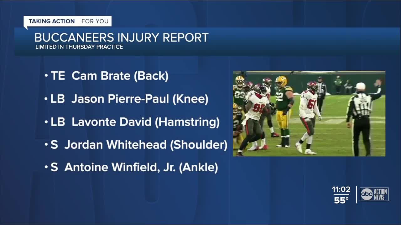 Notable Bucs players are on the injury report