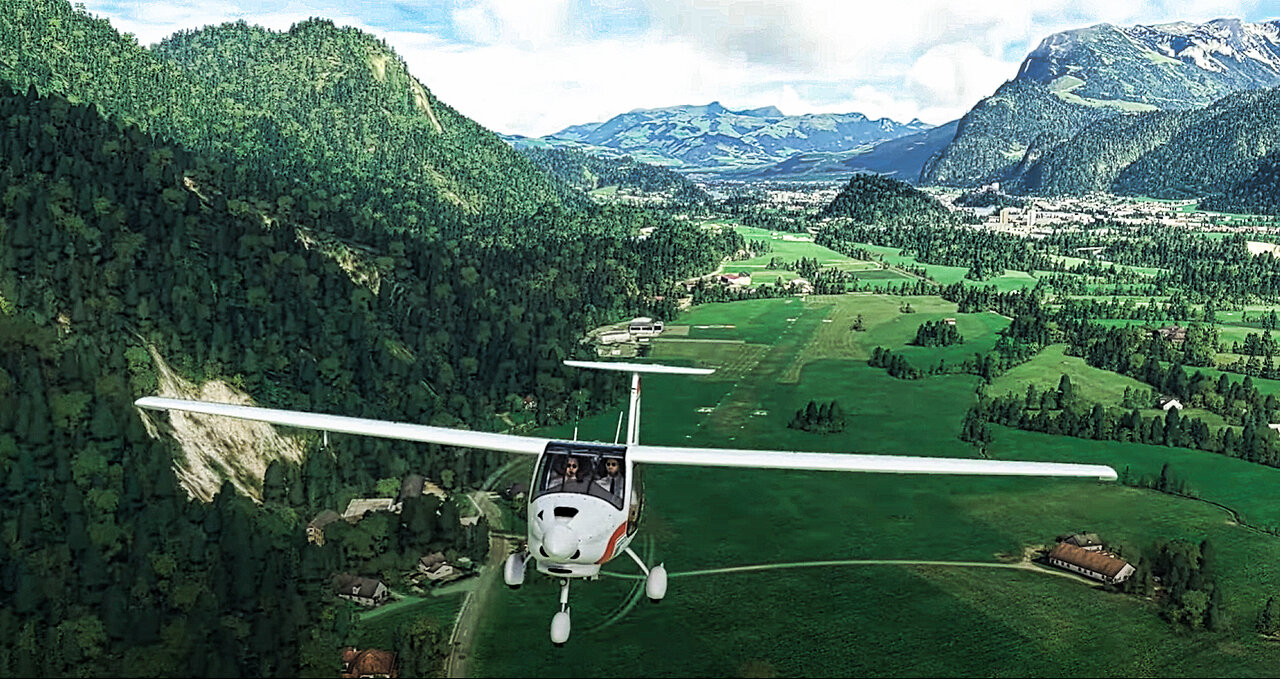 Will land for food. Flying the Kufstein Fortress area. Austria, in the Pipistrel Virus SW121.